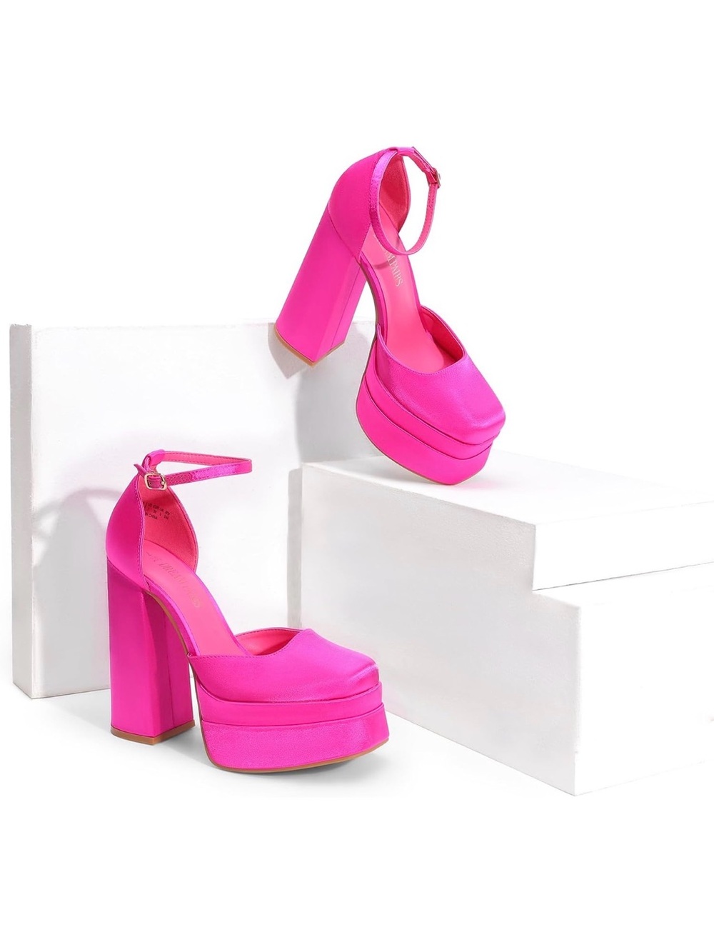 NWT — Platform Block Ankle-Strap Pumps in “Hot Pink”— DREAM PARIS - Picture 4 of 6